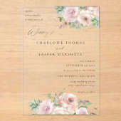 Blush Pink Floral & Succulent Wedding V2 Acryleinladungen (Vorderseite)