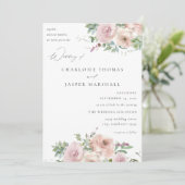 Blush Pink Floral & Succulent Wedding V2 Einladung (Stehend Vorderseite)