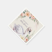 Blush Pink Floral Swan Princess Baby Dusche Serviette (Ecke)