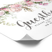 Blush Pink Floral Taufe Gästebuch Zeichen (Ecke)