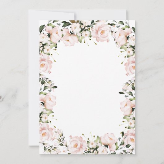 Blush Pink Floral Taufe Spanische Einladung (Rückseite)