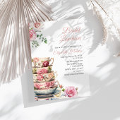 Blush Pink Floral Teacup Bridal Luncheon Einladung