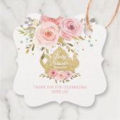 Blush Pink Floral Tee Party Babydusche Danke Geschenkanhänger (Rückseite)