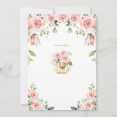 Blush Pink Floral Tee Party Erstgeburt Einladung (Rückseite)