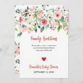 Blush Pink Floral Tradition Kinderdusche Ankündigung (Vorne/Hinten)