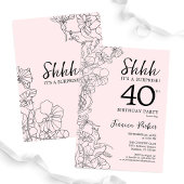 Blush Pink Floral Überraschung 40. Geburtstag Einladung