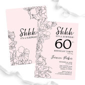 Blush Pink Floral Überraschung 60. Geburtstag Einladung