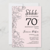 Blush Pink Floral Überraschung 70. Geburtstag Einladung (Vorderseite)