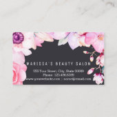 Blush Pink Floral und Black Loyalty Discount Punch Treuekarte (Rückseite)