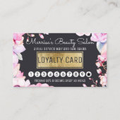 Blush Pink Floral und Black Loyalty Discount Punch Treuekarte (Vorderseite)
