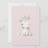 Blush Pink Floral Unicorn Birthday Einladung (Rückseite)