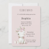 Blush Pink Floral Unicorn Birthday Einladung (Vorderseite)
