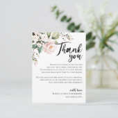 Blush Pink Floral Vielen Dank Empfang Card Postkarte (Stehend Vorderseite)