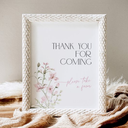 Blush Pink Floral Vielen Dank für die kommende Fav Sockelschild