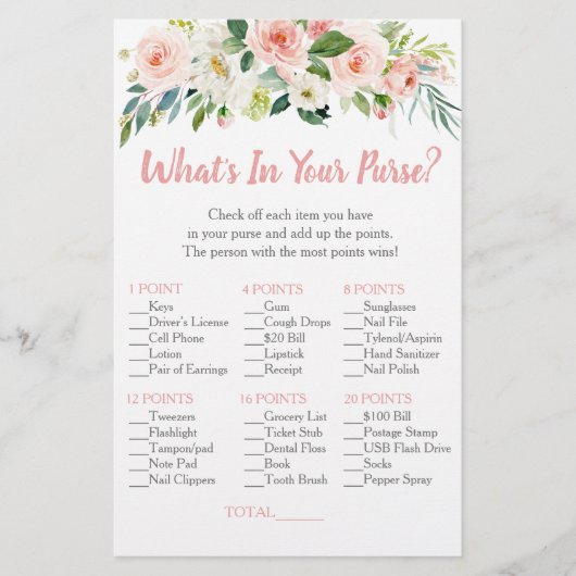 Blush Pink Floral Was ist in deinem Purse Bridal S (Vorderseite)