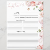 Blush Pink Floral Wasserfarbe Brautparty Rezept (Rückseite)