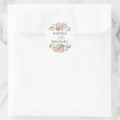 Blush Pink Floral Wasserfarbe Paare Namen Hochzeit Runder Aufkleber (Tasche)