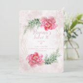 Blush Pink Floral Wasserfarbe Süß 16 Party Einladung (Stehend Vorderseite)