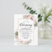 Blush Pink Floral Watercolor Christine Postkarte (Stehend Vorderseite)