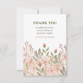 Blush Pink Floral Watercolor Hochzeit Dankeskarte (Vorderseite)
