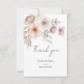 Blush Pink Floral Watercolor Hochzeit Dankeskarte (Vorderseite)