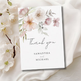 Blush Pink Floral Watercolor Hochzeit Dankeskarte