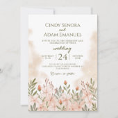 Blush Pink Floral Watercolor Hochzeit Einladung (Vorderseite)