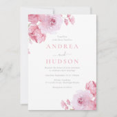 Blush Pink Floral Watercolor Hochzeit Einladung (Vorderseite)