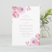 Blush Pink Floral Watercolor Hochzeit Einladung (Stehend Vorderseite)