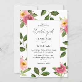 Blush Pink Floral Watercolor Hochzeit Einladung
