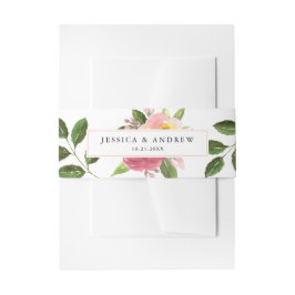 Blush Pink Floral Watercolor Hochzeit Einladungsbanderole
