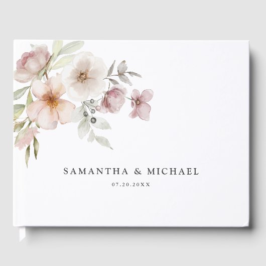 Blush Pink Floral Watercolor Hochzeit Gästebuch (Vorderseite)