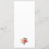 Blush Pink Floral Watercolor Hochzeit Menükarte (Rückseite)