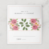 Blush Pink Floral Watercolor Hochzeit Platzkarte (Außenseite Aufgefaltet)