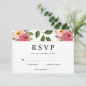 Blush Pink Floral Watercolor Hochzeit RSVP Karte (Stehend Vorderseite)