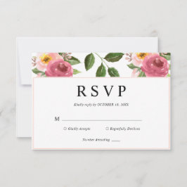 Blush Pink Floral Watercolor Hochzeit RSVP Karte