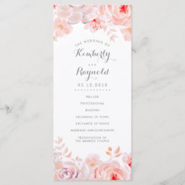 Blush Pink Floral Watercolor Hochzeitsprogramme Programm