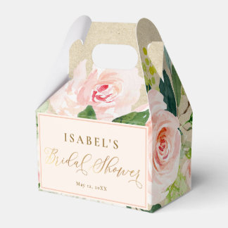 Blush Pink Floral Watercolor & Kraft Brautparty Geschenkschachtel