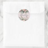Blush Pink Floral Watercolor Vielen Dank Runder Aufkleber (Tasche)