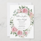 Blush Pink Floral Watercolor Wedding Einladung (Vorderseite)