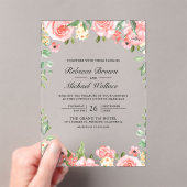 Blush Pink Floral Wedding Acryleinladungen (Insitu (Handheld))