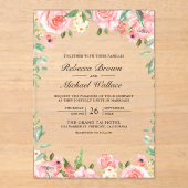 Blush Pink Floral Wedding Acryleinladungen (Vorderseite)