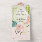 Blush Pink Floral Wedding All In One Einladung (Innen Boden)