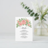 Blush Pink Floral Wedding Card Begleitkarte (Stehend Vorderseite)
