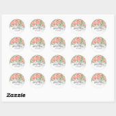 Blush Pink Floral Wedding Classic Round Sticker (Blatt)