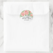Blush Pink Floral Wedding Classic Round Sticker (Tasche)