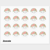 Blush Pink Floral Wedding Classic Round Sticker (Blatt)
