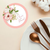 Blush Pink Floral Wedding Coaster Runder Pappuntersetzer