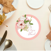 Blush Pink Floral Wedding Coaster Runder Pappuntersetzer