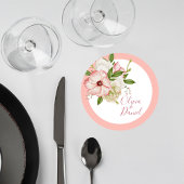 Blush Pink Floral Wedding Coaster Runder Pappuntersetzer